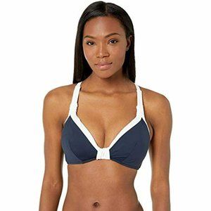 Seafolly Womens Block F Cup Halter Bikini Top Blue